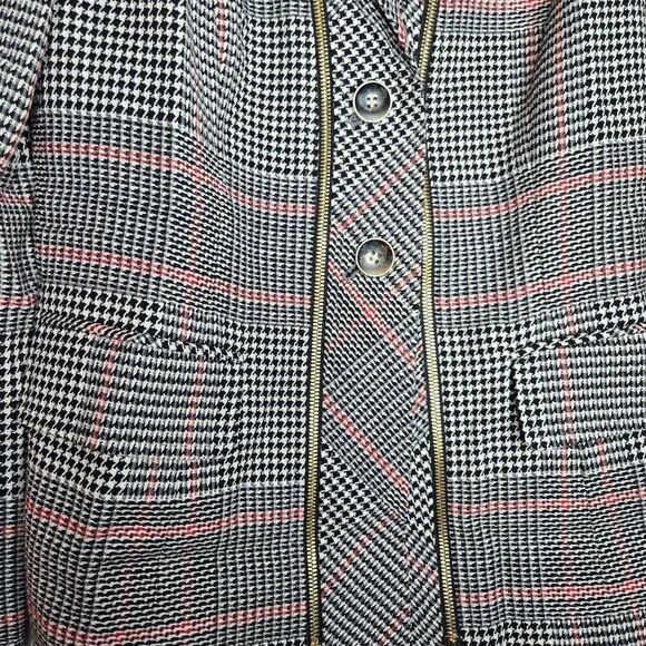 Escada Zipper Houndstooth Blazer Red Black White Size 38 US 6 - Picture 5 of 10